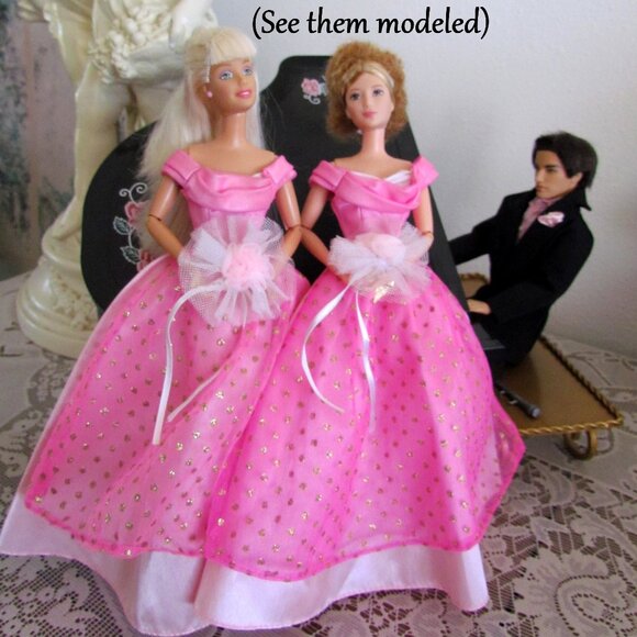 BARBIE BRIDESMAID DRESSES + GROOMSMEN JACKETS for KEN & FRIENDS, 2 of EACH - Picture 2 of 3